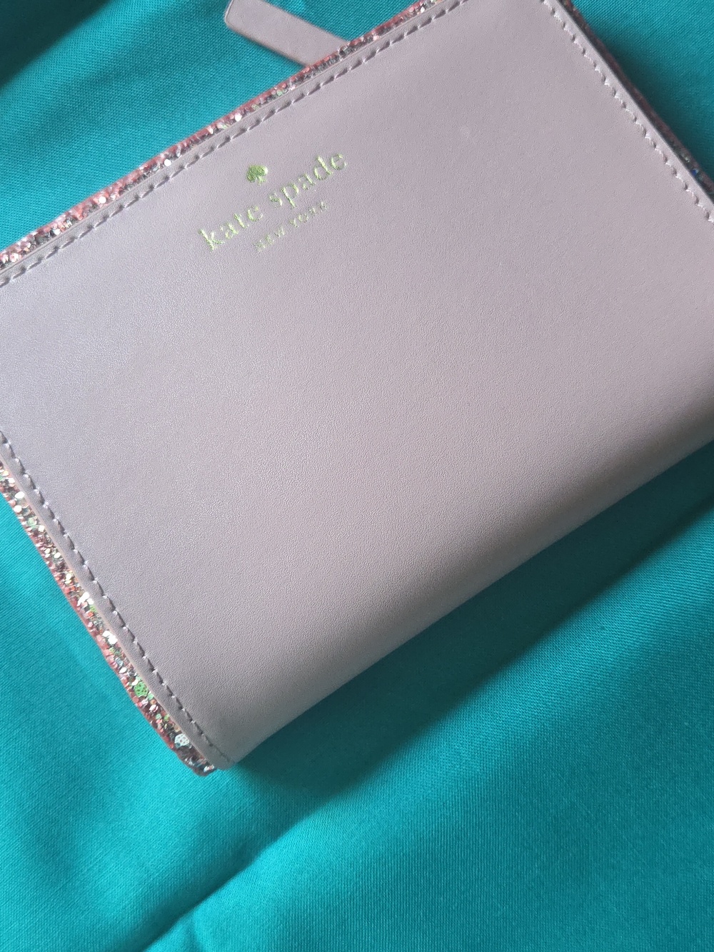 kate spade Blush Pink Tellie Wallet with Glitter Trim
